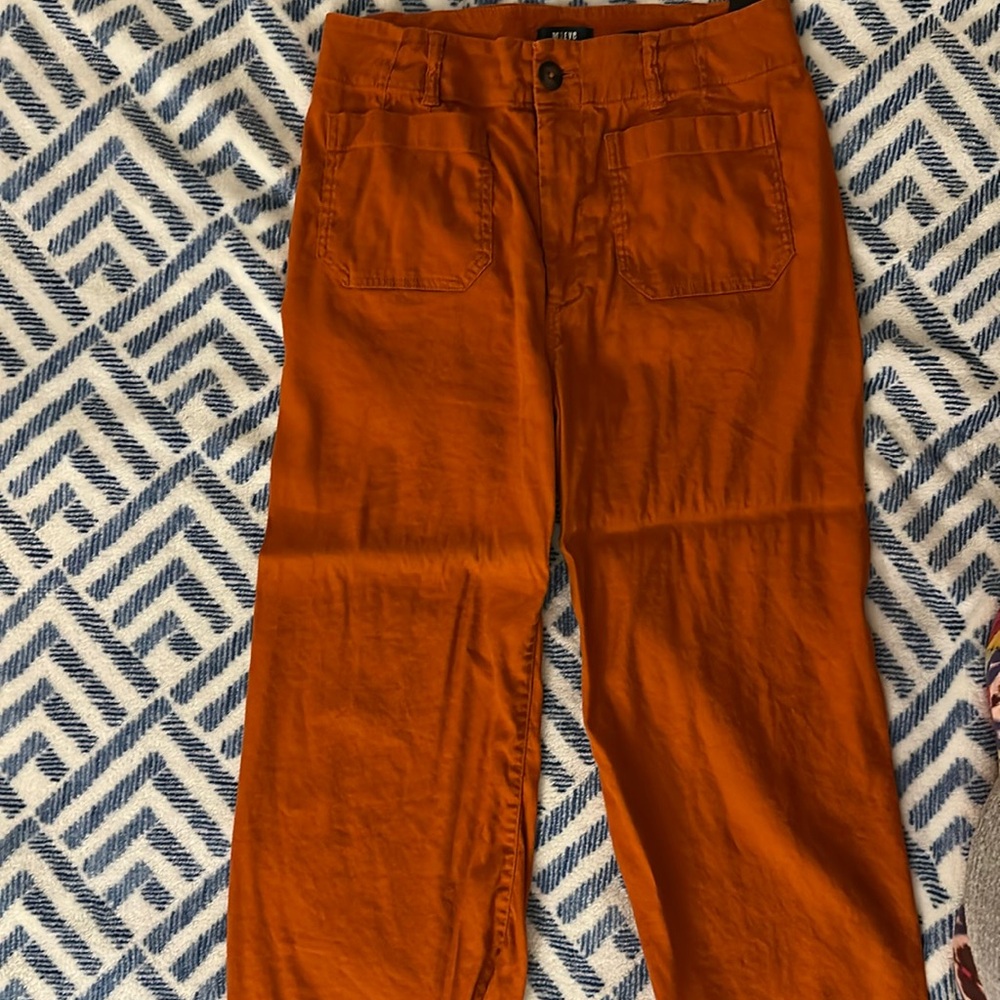 Orange wide leg ankle length pants